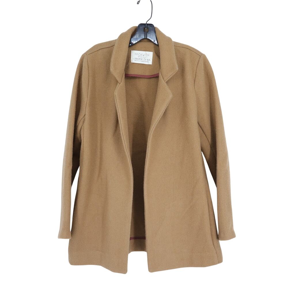 Hackwith Design House Wool Open Blazer Camel Long Sleeve Women's M